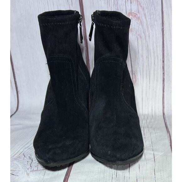 Blondo Women’s Sadie Ankle Boots Waterproof Chunky Heel Suede Leather Black 8.5 - Picture 3 of 13